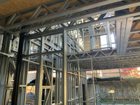 Metal frame structure of a building under construction