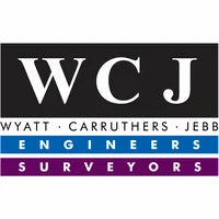 Logo of WCJ, Wyatt Carruthers Jebb Engineers Surveyors, with a black background.