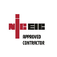 NICEIC approved contractor logo with red, black, and white colors on a white background